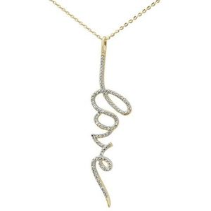 .20ct 14kt yellow gold diamond "love"script pendan